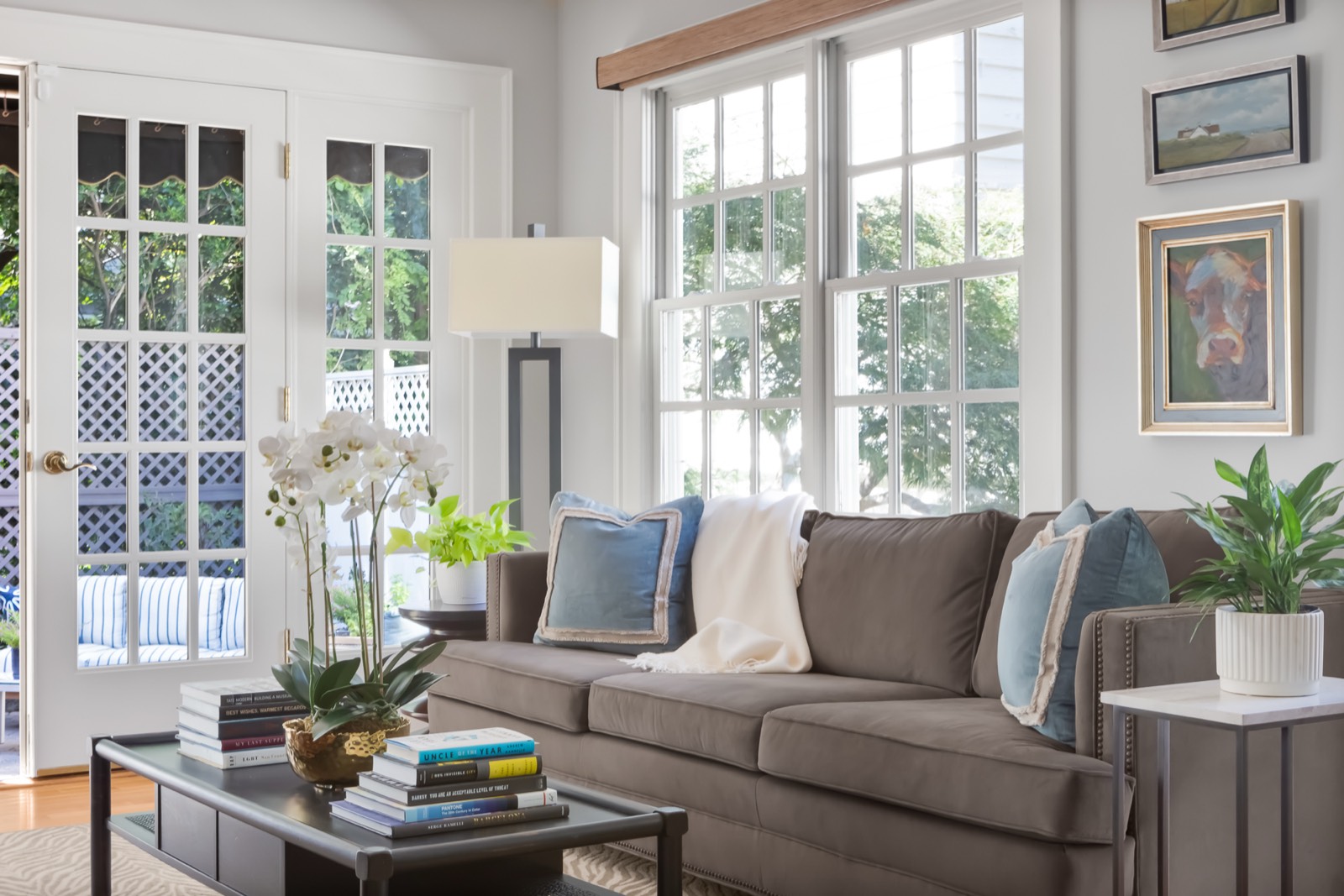 Custom roller shade installed in a home window